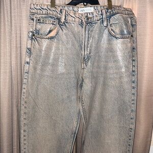 Zara metallic effect jeans